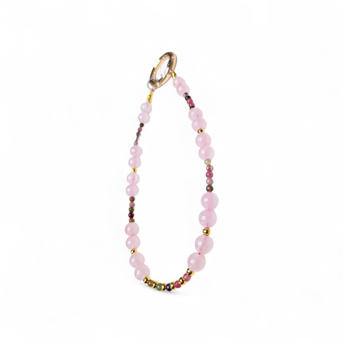 Rose Quartz Crystal Phone Wristlet | Genuine Gemstone Phone Strap | Beaded Phone Dangle for Self-Love | Luxury Heart Chakra Accessory
