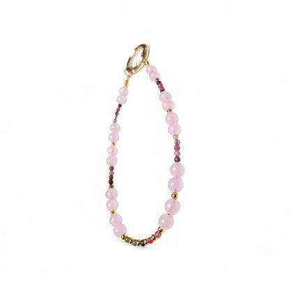 Rose Quartz Crystal Phone Wristlet | Genuine Gemstone Phone Strap | Beaded Phone Dangle for Self-Love | Luxury Heart Chakra Accessory