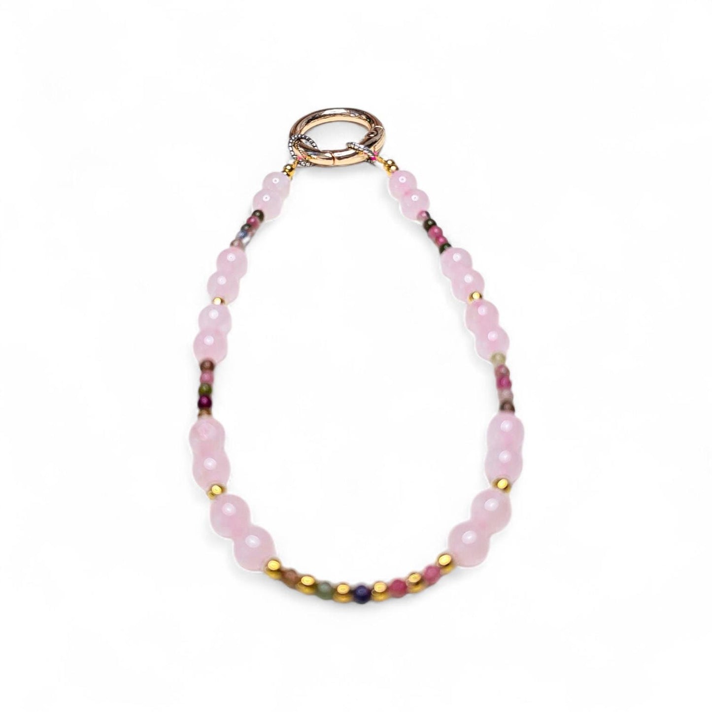 Rose Quartz Crystal Phone Wristlet | Genuine Gemstone Phone Strap | Beaded Phone Dangle for Self-Love | Luxury Heart Chakra Accessory