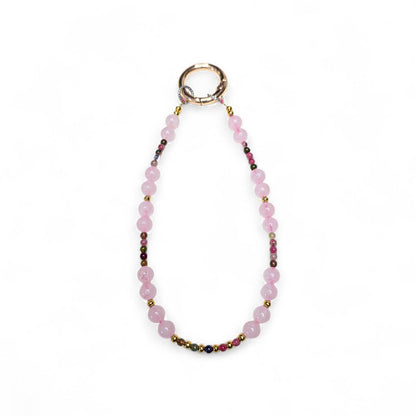 Rose Quartz Crystal Phone Wristlet | Genuine Gemstone Phone Strap | Beaded Phone Dangle for Self-Love | Luxury Heart Chakra Accessory