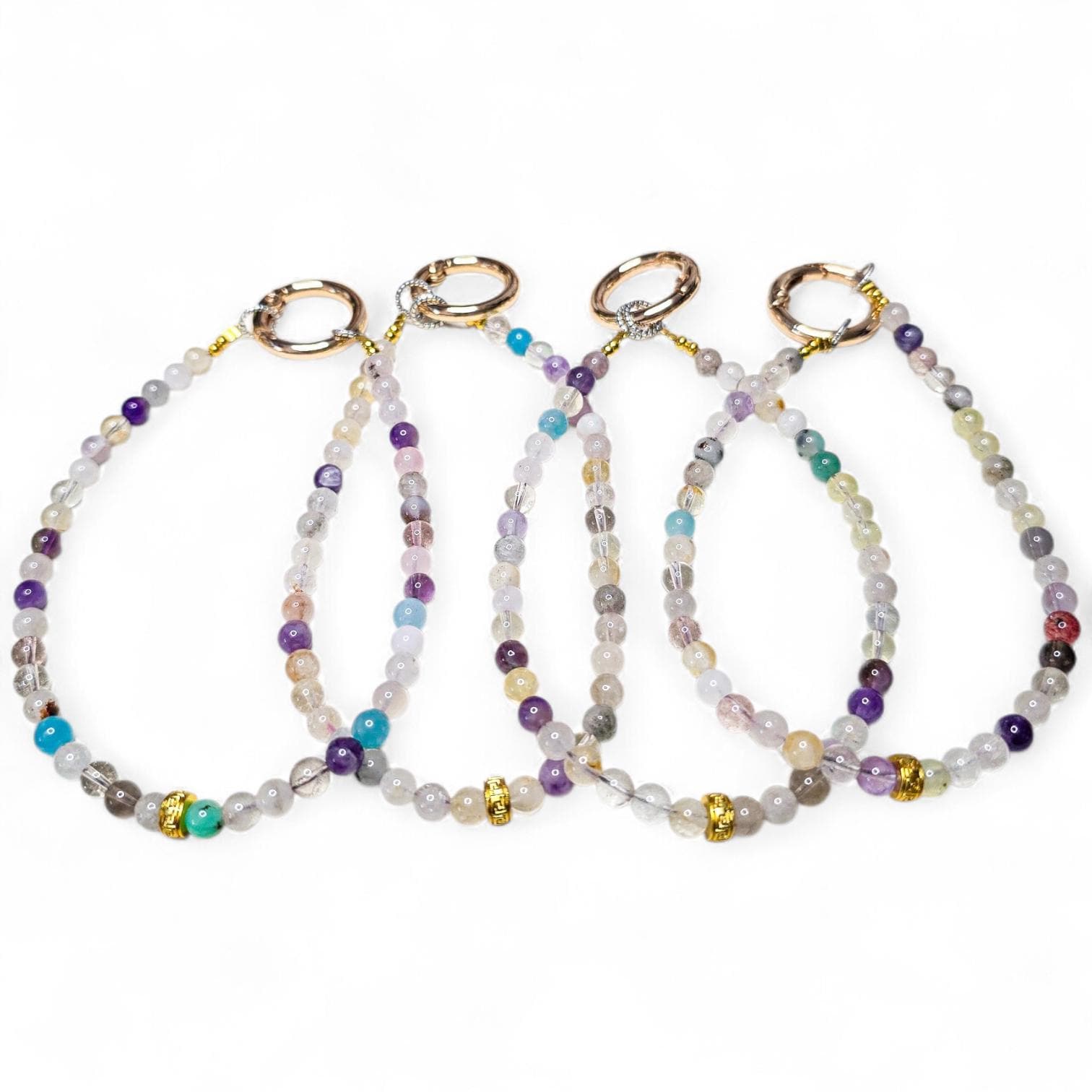 Rainbow Fluorite Crystal Phone Wristlet | Genuine Purple & Green Gemstone Strap | Beaded Crystal Phone Dangle | Luxury Boho Accessory
