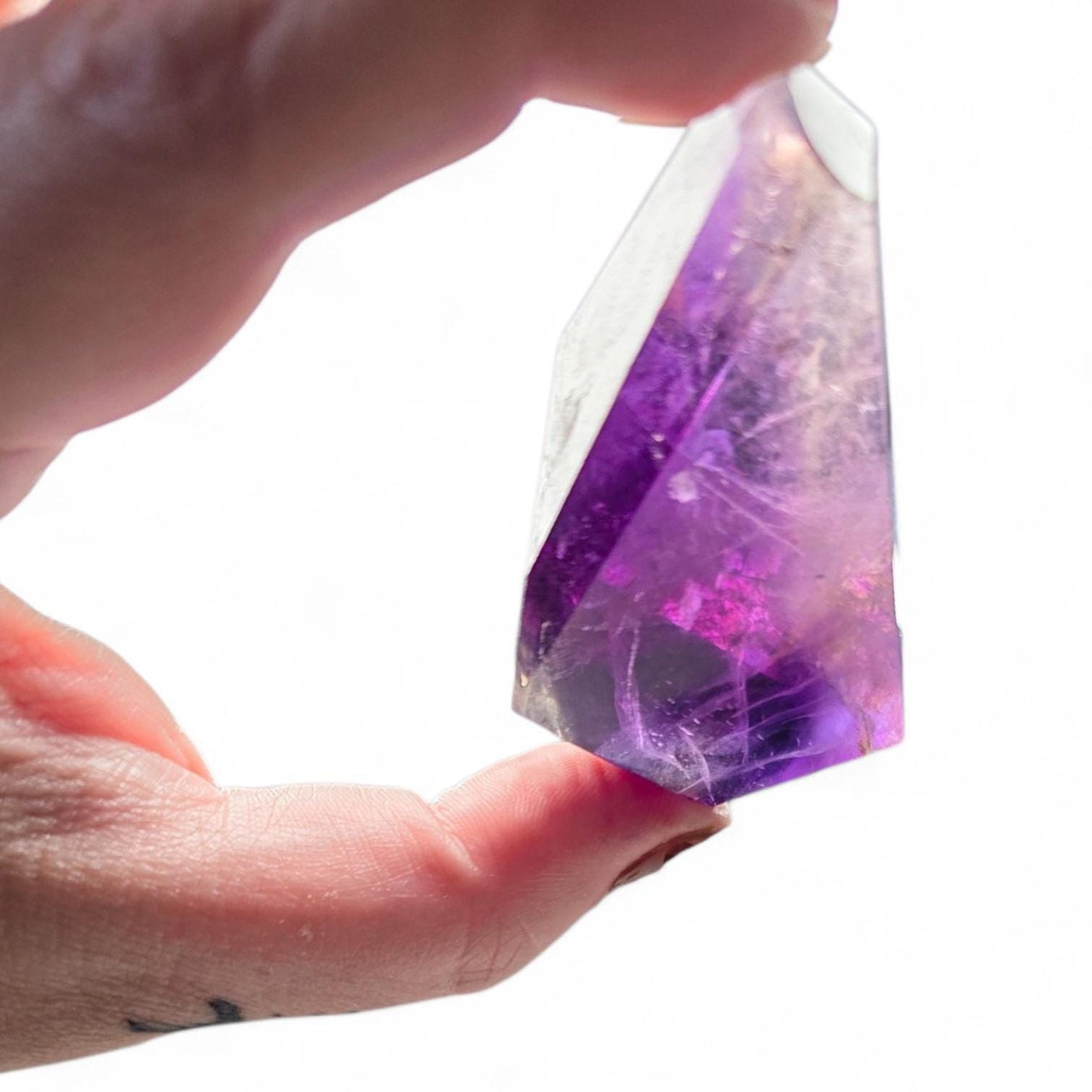 Natural Ametrine Freeform, High Clarity Polished Amethyst Citrine Crystal from Bolivia, Rare Bi-Color Quartz Specimen, Reiki & Altar Decor