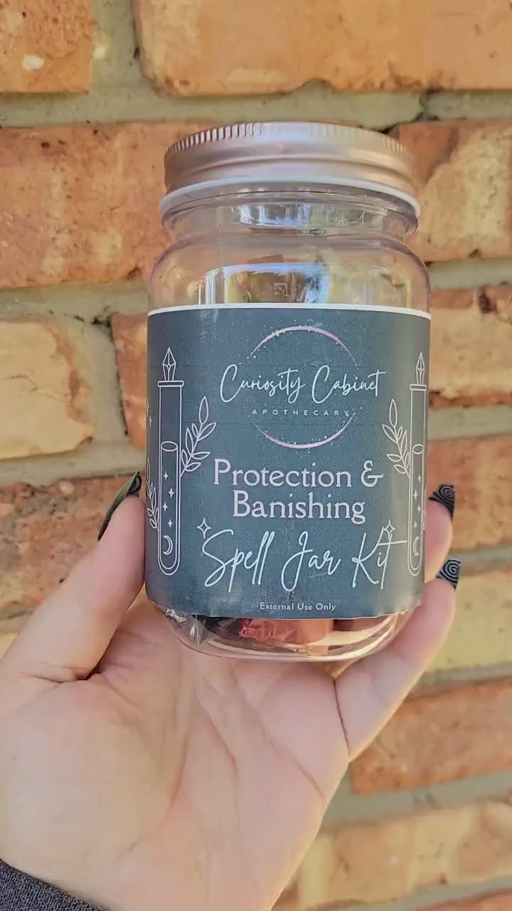 Protection Banishing Intention Bottle Kit - Deluxe or Gift Set - DIY Witchcraft Supplies - Herbs and Crystals