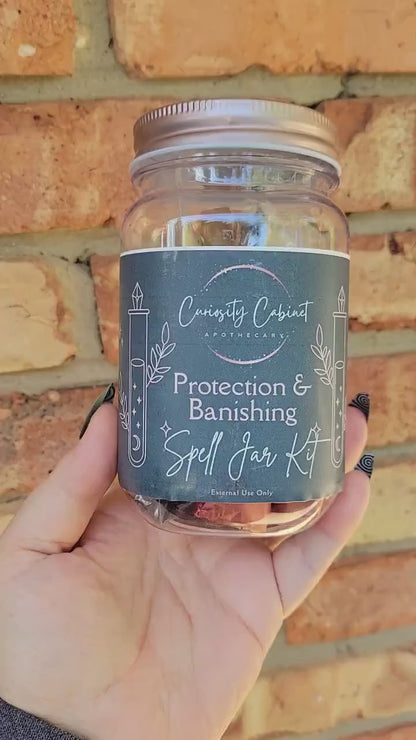 Protection Banishing Intention Bottle Kit - Deluxe or Gift Set - DIY Witchcraft Supplies - Herbs and Crystals