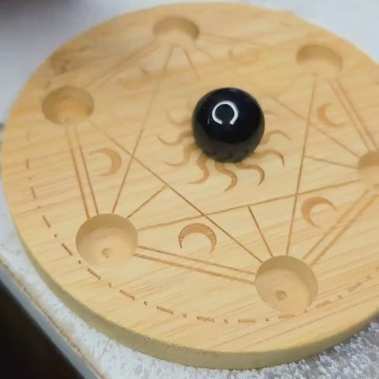Genuine Crystal Chakra Sphere Set with Wooden Grid