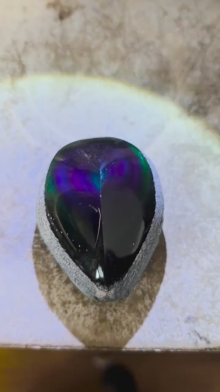 Rainbow Obsidian Carving with Hidden Flash | Natural Volcanic Glass | 5 Weights Available | Grounding Crystal for Shadow Work & Protection