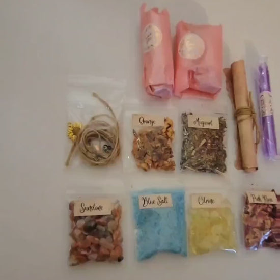 DIY Litha Spell Jar Kit: Citrine, Sunstone & Herbs - Beginner Witchcraft