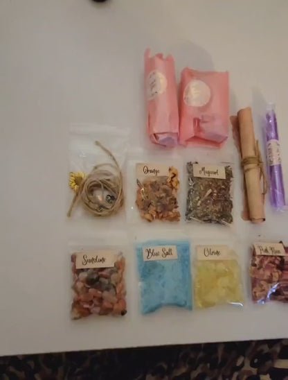 DIY Litha Spell Jar Kit: Citrine, Sunstone & Herbs - Beginner Witchcraft