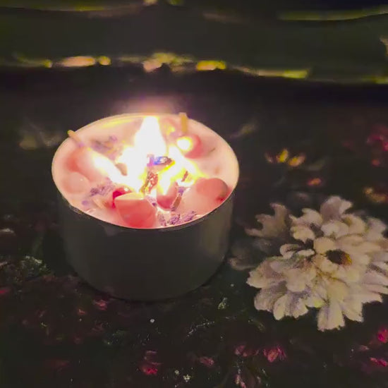 Waning Moon Ritual Candle 2 Pack | Lavender & Lotus Essential Oil | Pink Cotton Agate, Chalcedony | Witchcraft Altar Supplies | 8 Hour Burn
