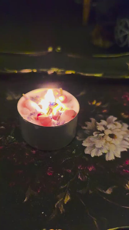 Waning Moon Ritual Candle 2 Pack | Lavender & Lotus Essential Oil | Pink Cotton Agate, Chalcedony | Witchcraft Altar Supplies | 8 Hour Burn