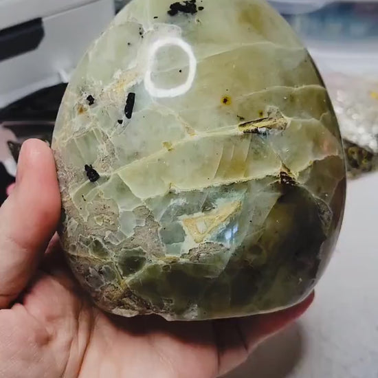 Madagascar- Large Green Moonstone Carving - 4.5 Inch Polished Crystal - 2 LBS - Standing Cut Base