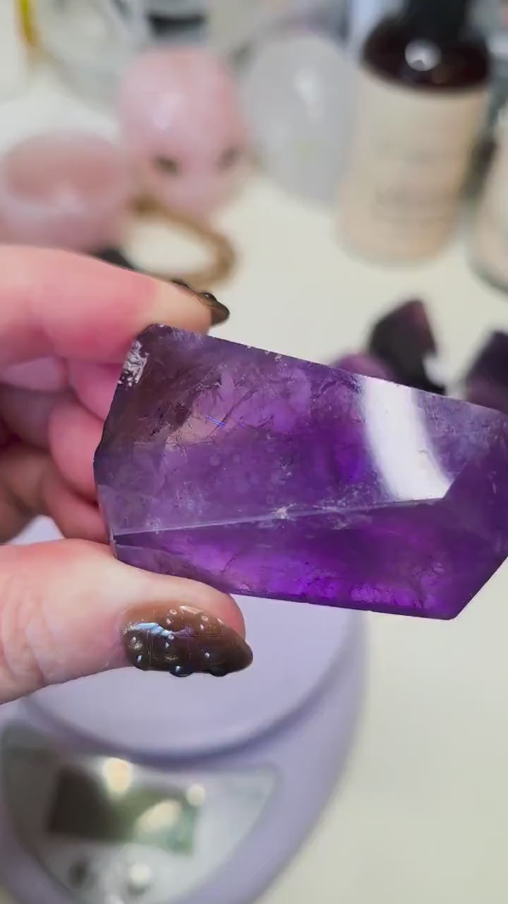 Natural Ametrine Freeform, High Clarity Polished Amethyst Citrine Crystal from Bolivia, Rare Bi-Color Quartz Specimen, Reiki & Altar Decor