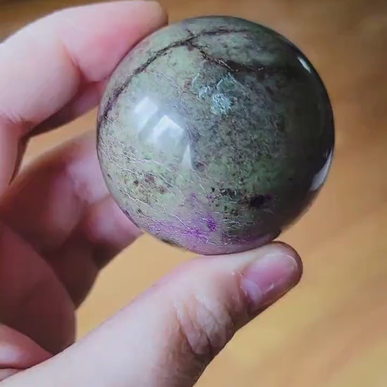 Stichtite (Alantisite) Sphere | Rare Violet Crystal | Unique Gemstone | Purple Green Crystal 51.5mm 176 Grams