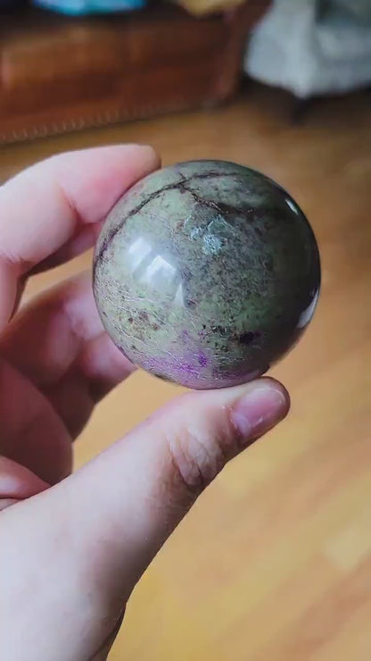 Stichtite (Alantisite) Sphere | Rare Violet Crystal | Unique Gemstone | Purple Green Crystal 51.5mm 176 Grams
