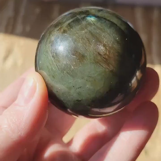 Purple Blue Sunset Flash Labradorite Sphere | Polished Crystal Carving | 2.2", 8.6 oz | Statement Piece
