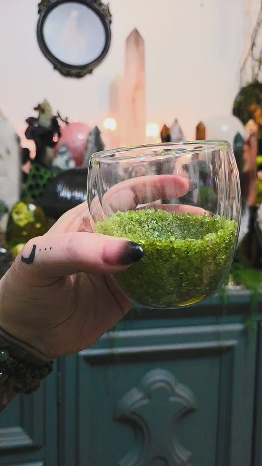 Peridot Double Walled Glass Crystal Cup
