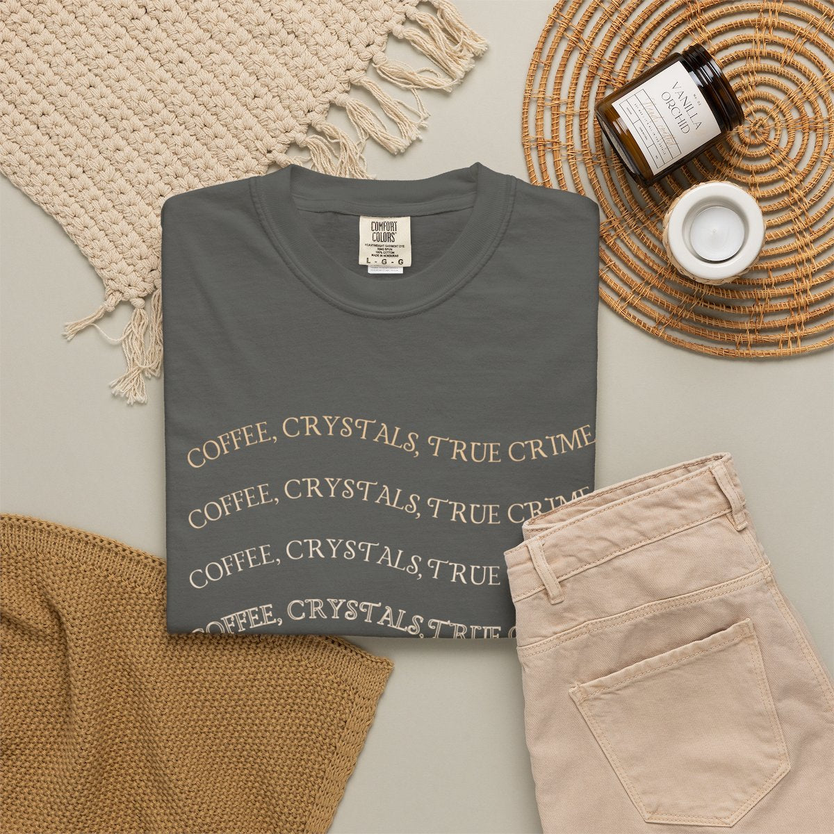 Witchy Graphic T-Shirt — 'Coffee, Tea, and Tiny Dreams' Design