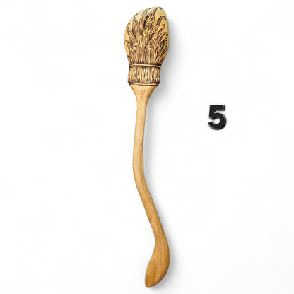 Witch Broom Spoon - Hand Carved Poplar Wood For Cooking