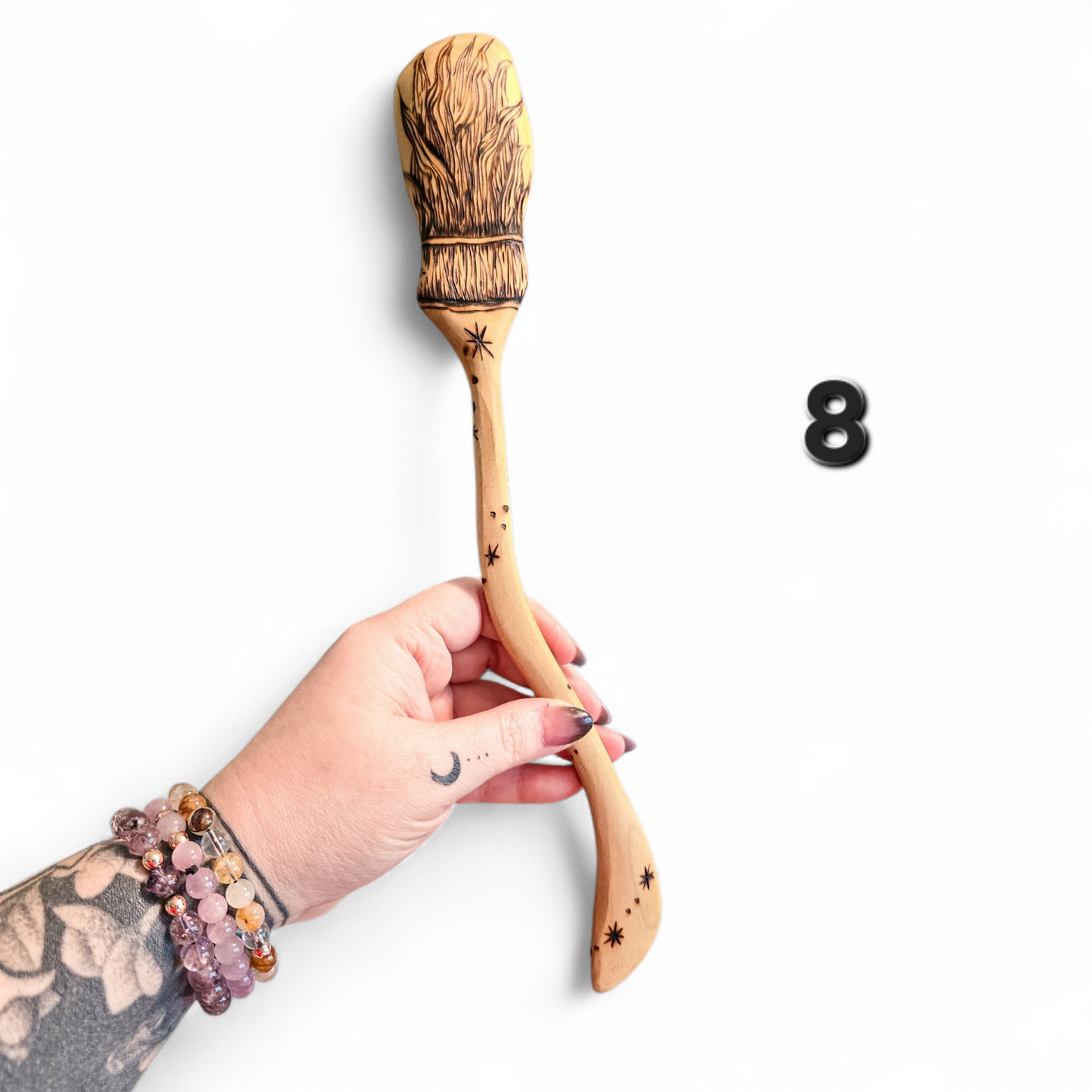 Witch Broom Spoon - Hand Carved Poplar Wood For Cooking