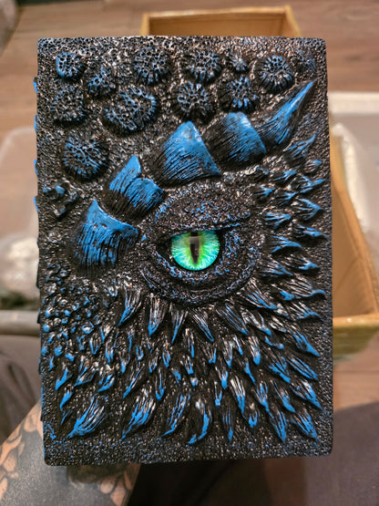 Dragon Eye Grimoire | Protective Dragon Scale Journal | Refillable Shadow Work Book | Medieval Style Stationery Set | 3D