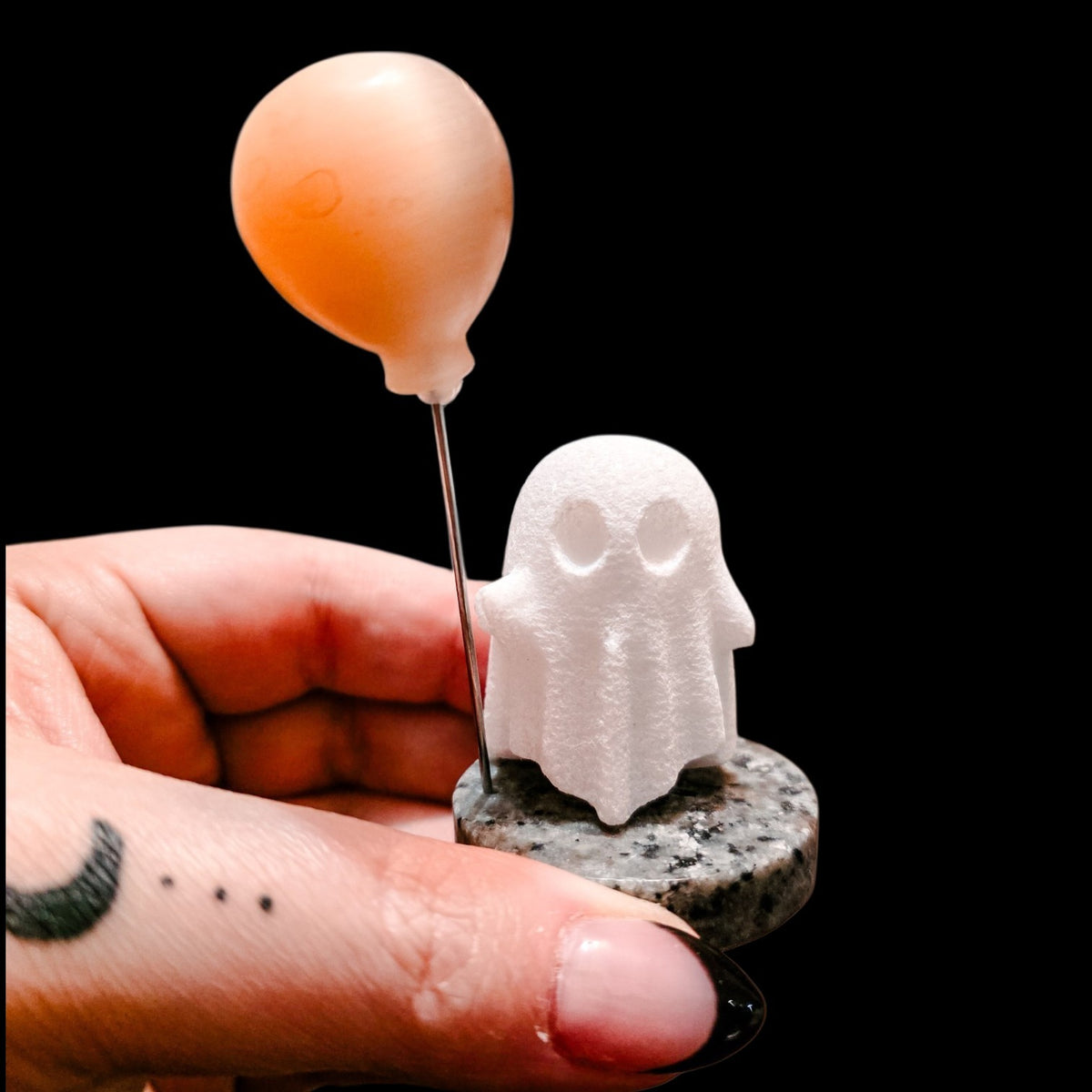 Crystal Ghost Holding Balloon Halloween Figurine Carving