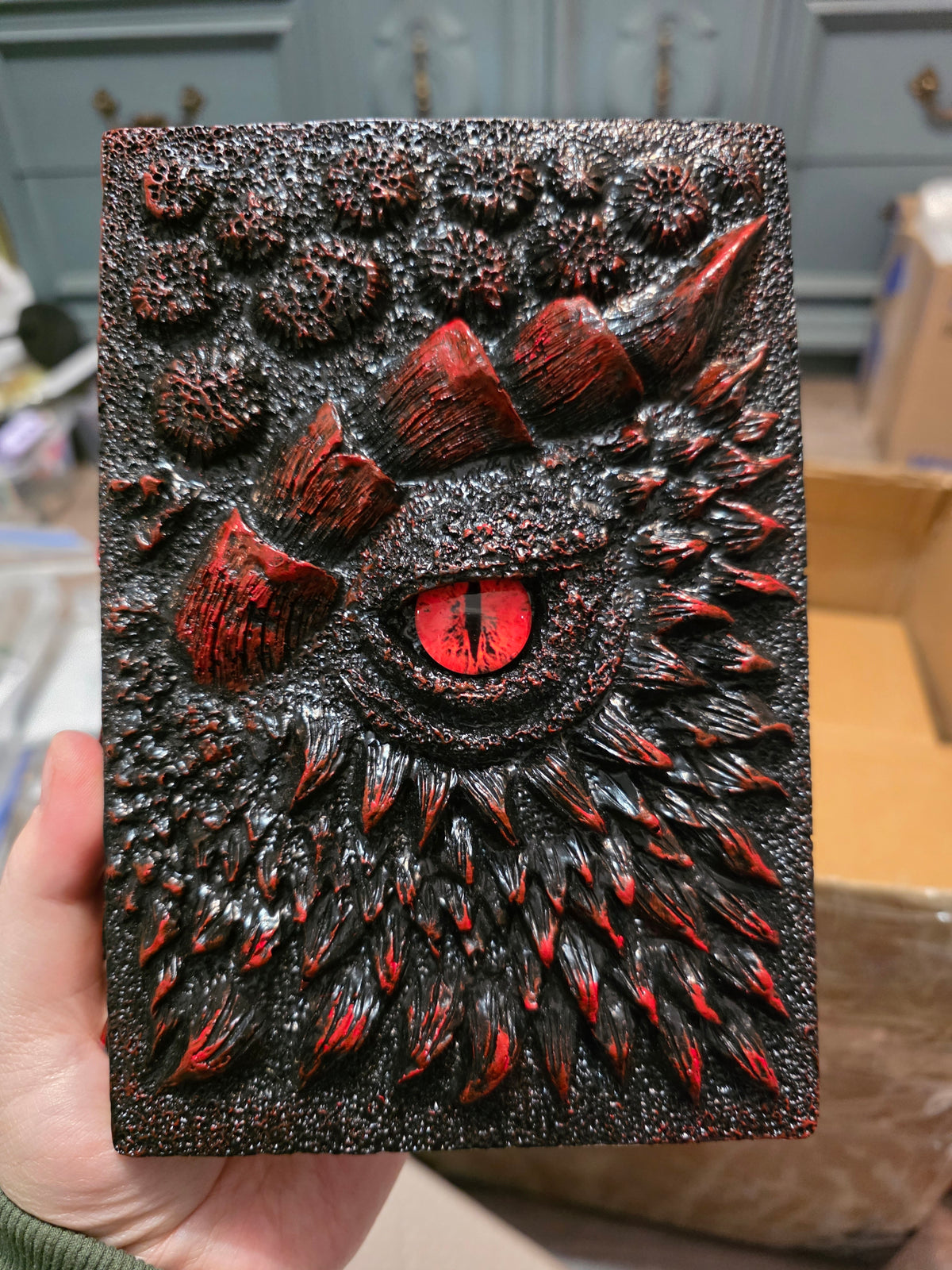 Dragon Eye Grimoire | Protective Dragon Scale Journal | Refillable Shadow Work Book | Medieval Style Stationery Set | 3D