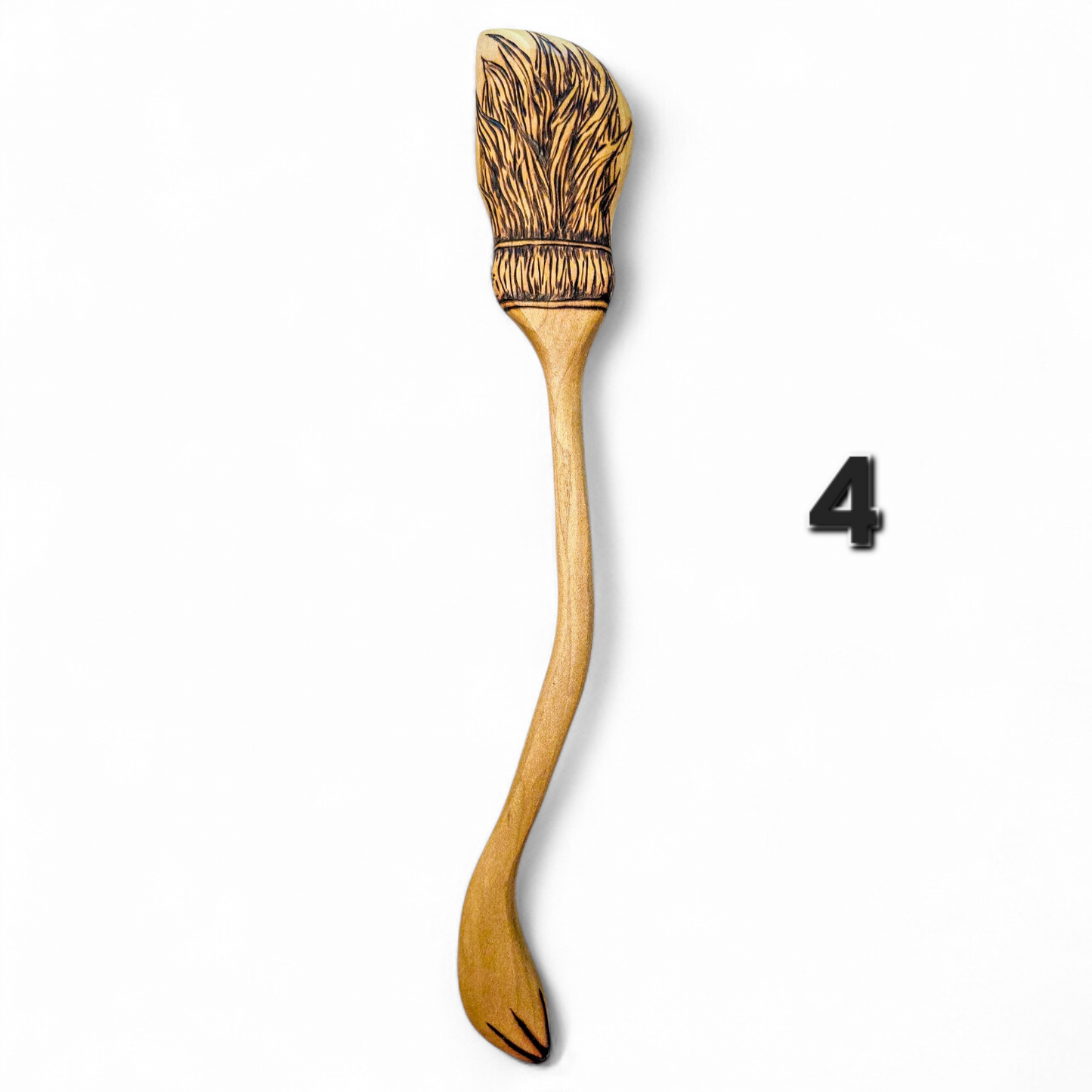 Witch Broom Spoon - Hand Carved Poplar Wood For Cooking