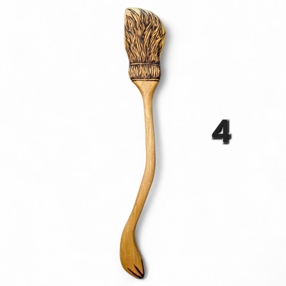 Witch Broom Spoon - Hand Carved Poplar Wood For Cooking