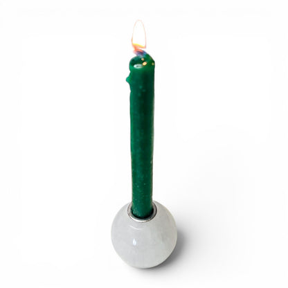 Selenite Satin Spar Mini Sphere Candle Holder – Sacred Space Chime Spell Altar Base