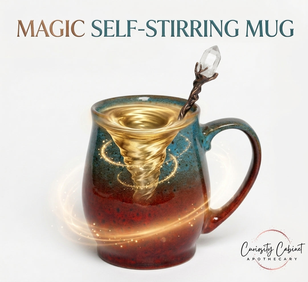 "Magic" Self-Stirring Mug PREORDER - Teal & Red - Practical Magic Prop Witchy Halloween Decor