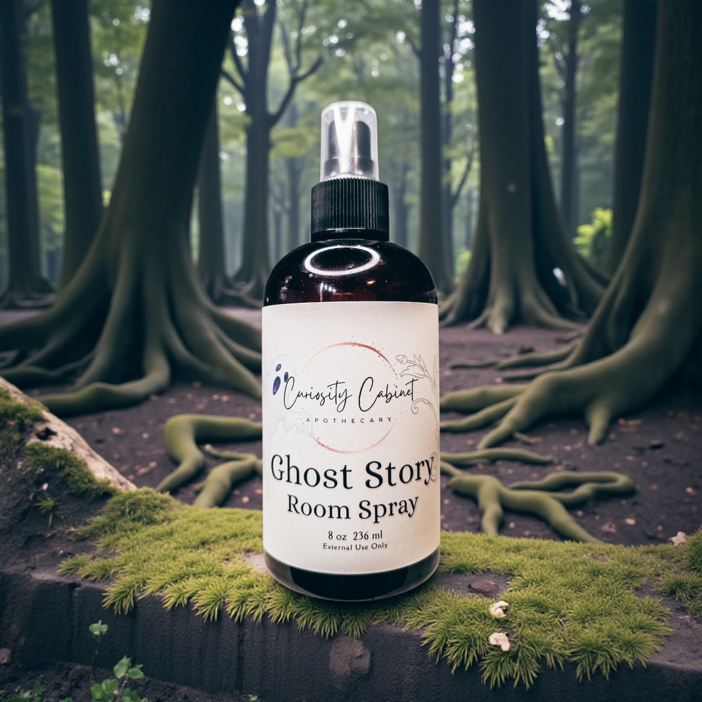 Ghost Story Room Spray All Natural, Black Tea Lilac Dragons Blood Essential Oil Mist, Witchy Dark Academia Decor Gift, 8oz