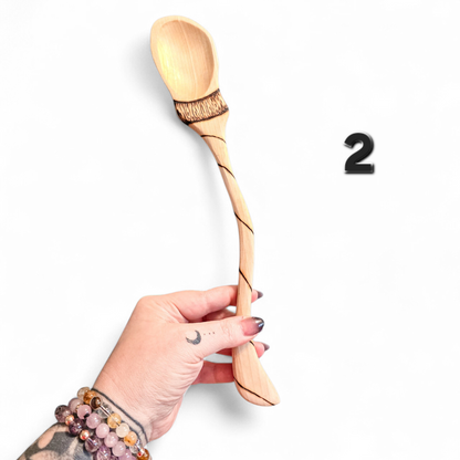 Witch Broom Spoon - Hand Carved Poplar Wood For Cooking