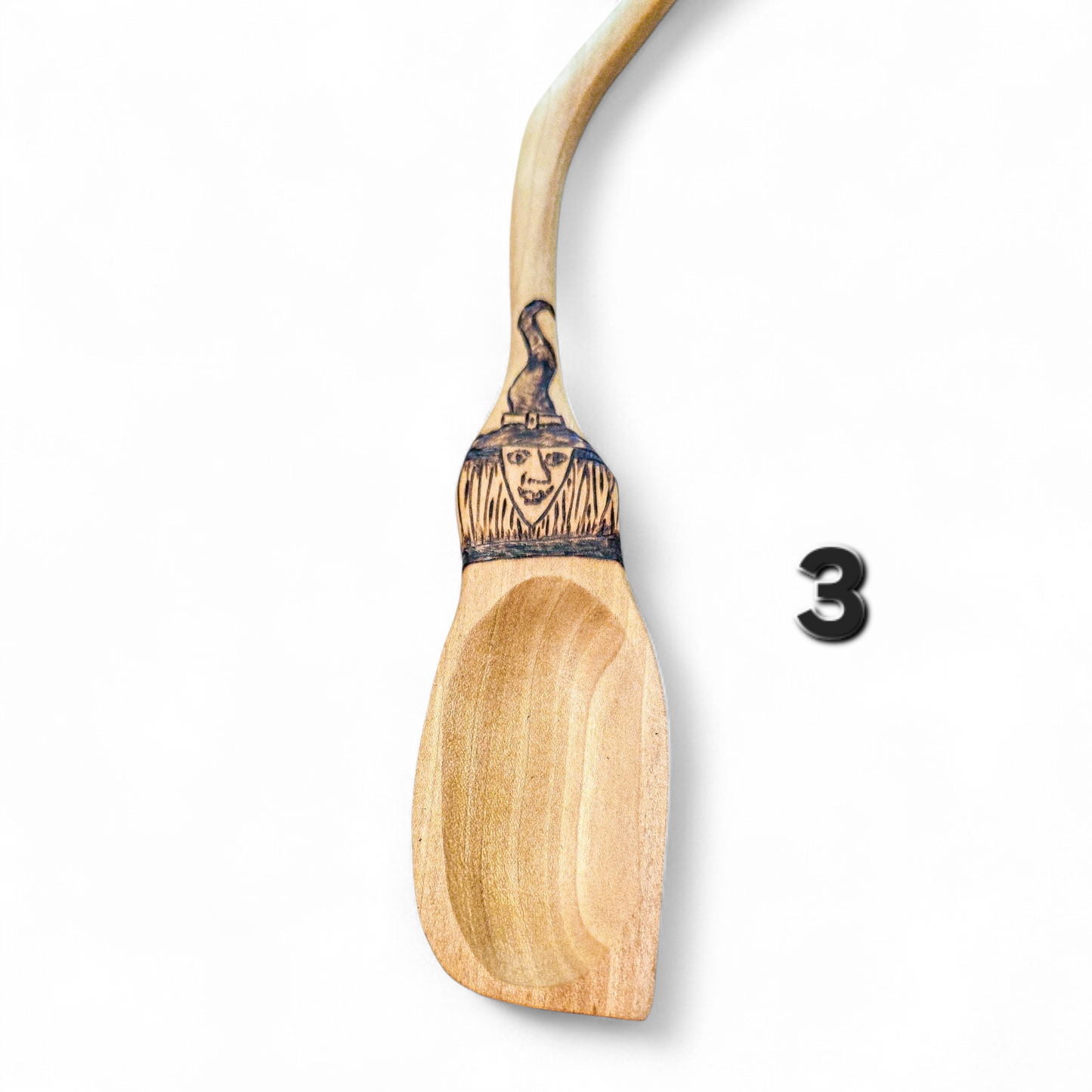 Witch Broom Spoon - Hand Carved Poplar Wood For Cooking