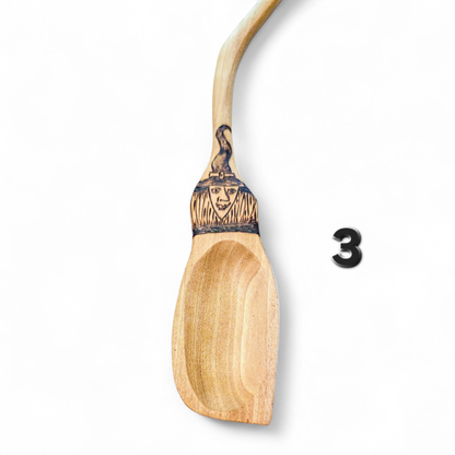 Witch Broom Spoon - Hand Carved Poplar Wood For Cooking
