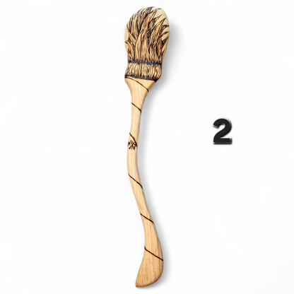 Witch Broom Spoon - Hand Carved Poplar Wood For Cooking