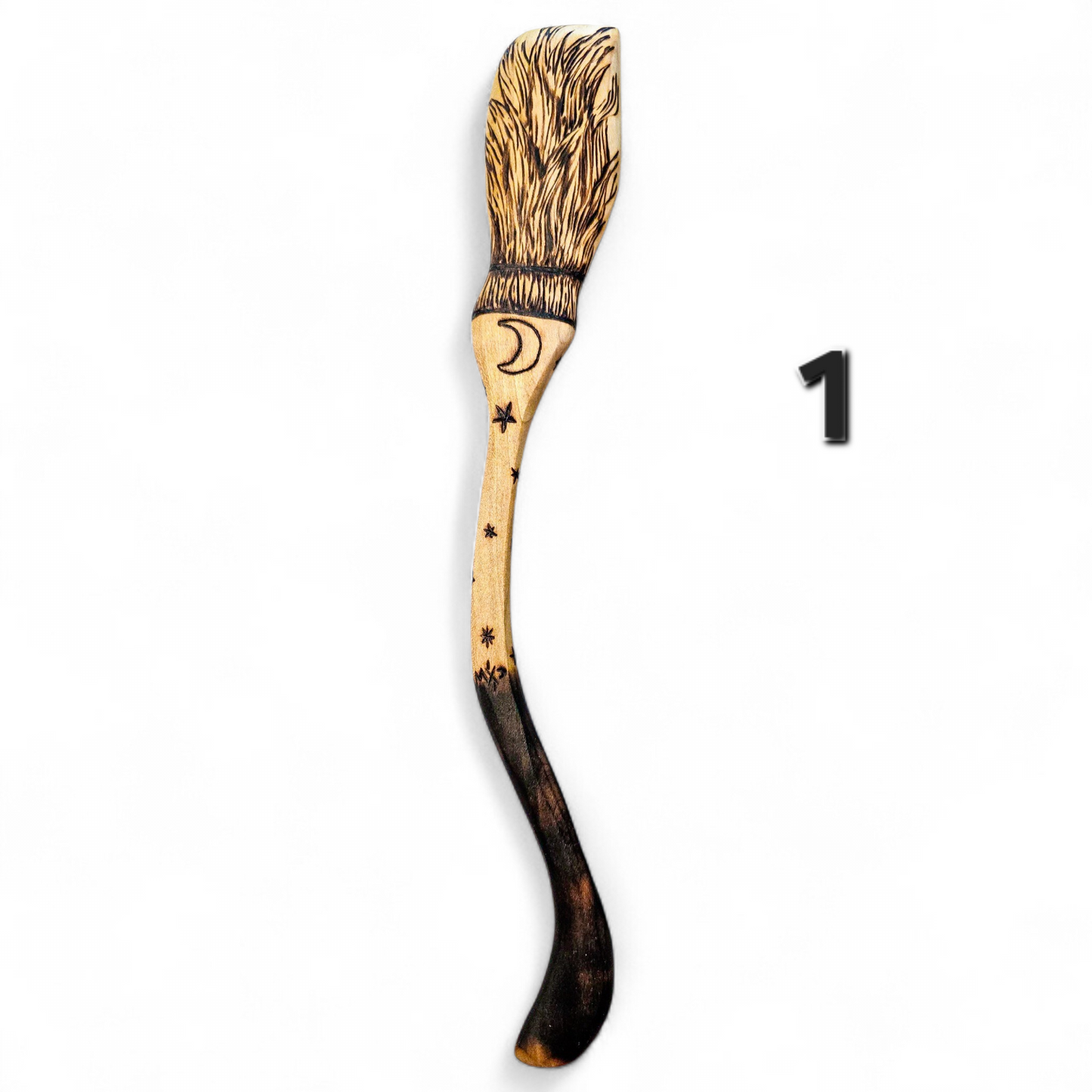 Witch Broom Spoon - Hand Carved Poplar Wood For Cooking