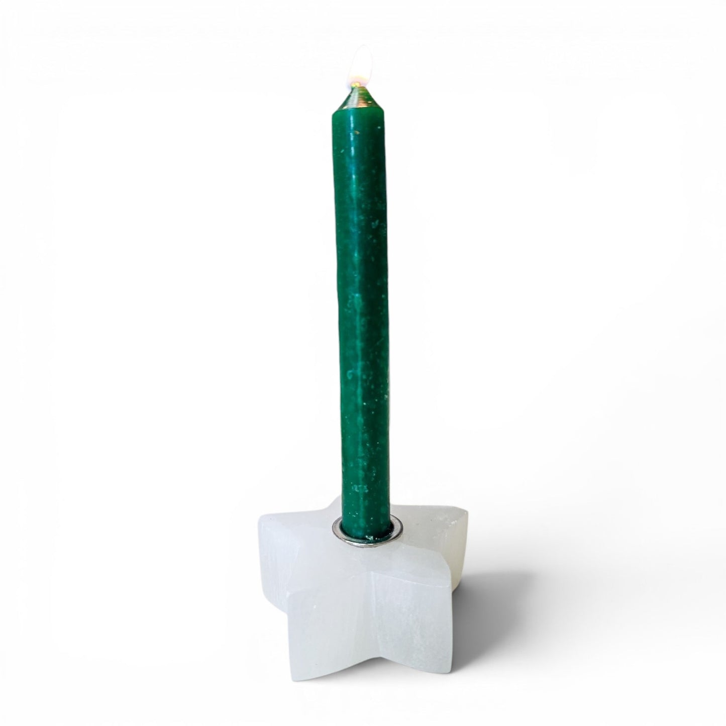 Selenite Satin Spar Mini Star Candle Holder – Sacred Space Chime Spell Altar Base