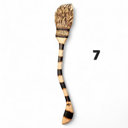 Witch Broom Spoon - Hand Carved Poplar Wood For Cooking