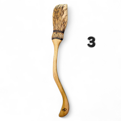 Witch Broom Spoon - Hand Carved Poplar Wood For Cooking
