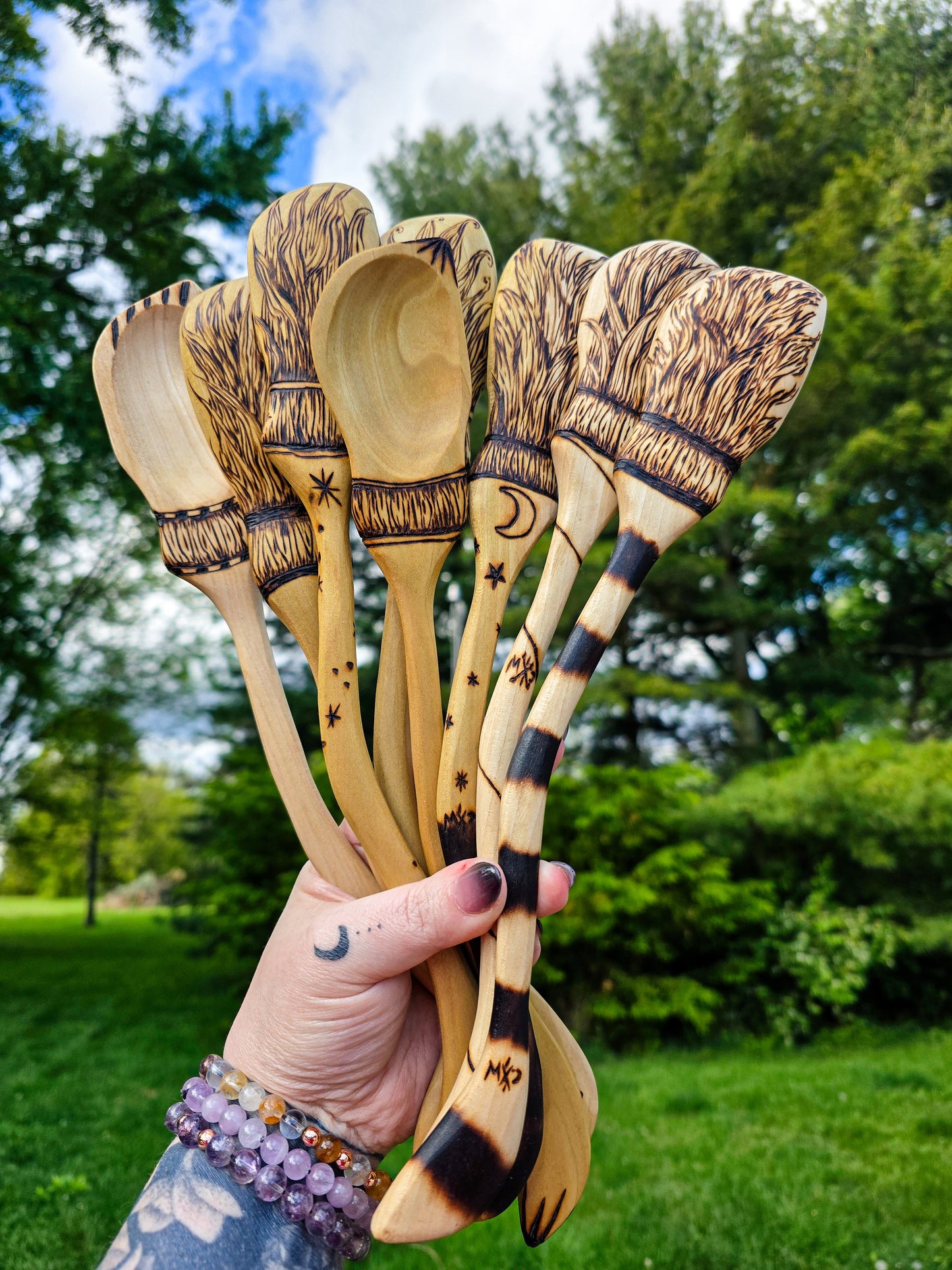Witch Broom Spoon - Hand Carved Poplar Wood For Cooking