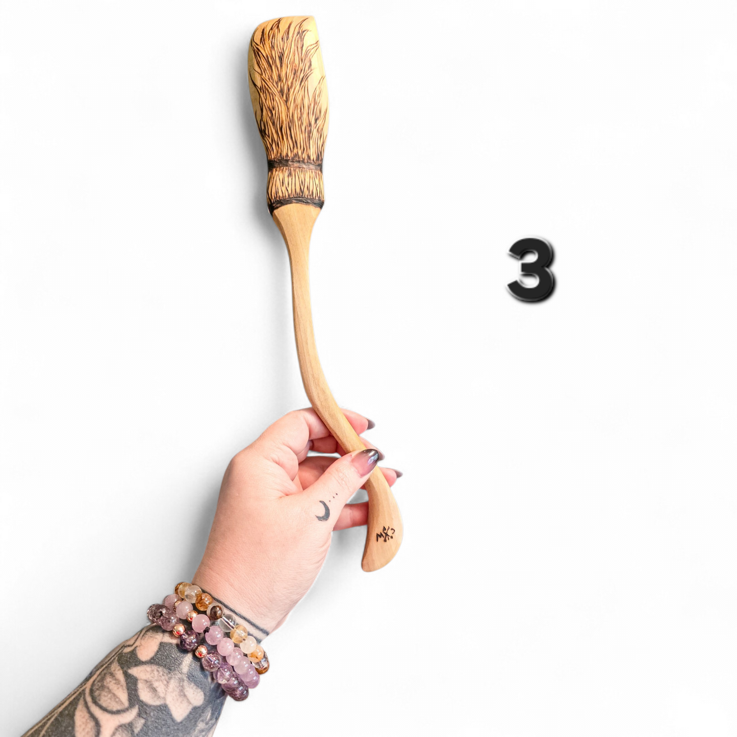 Witch Broom Spoon - Hand Carved Poplar Wood For Cooking