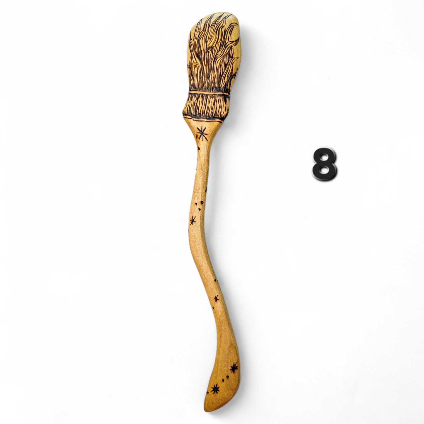 Witch Broom Spoon - Hand Carved Poplar Wood For Cooking