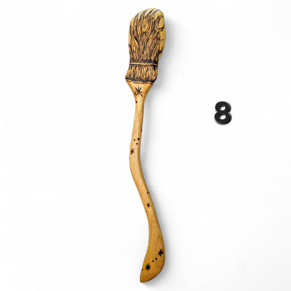 Witch Broom Spoon - Hand Carved Poplar Wood For Cooking