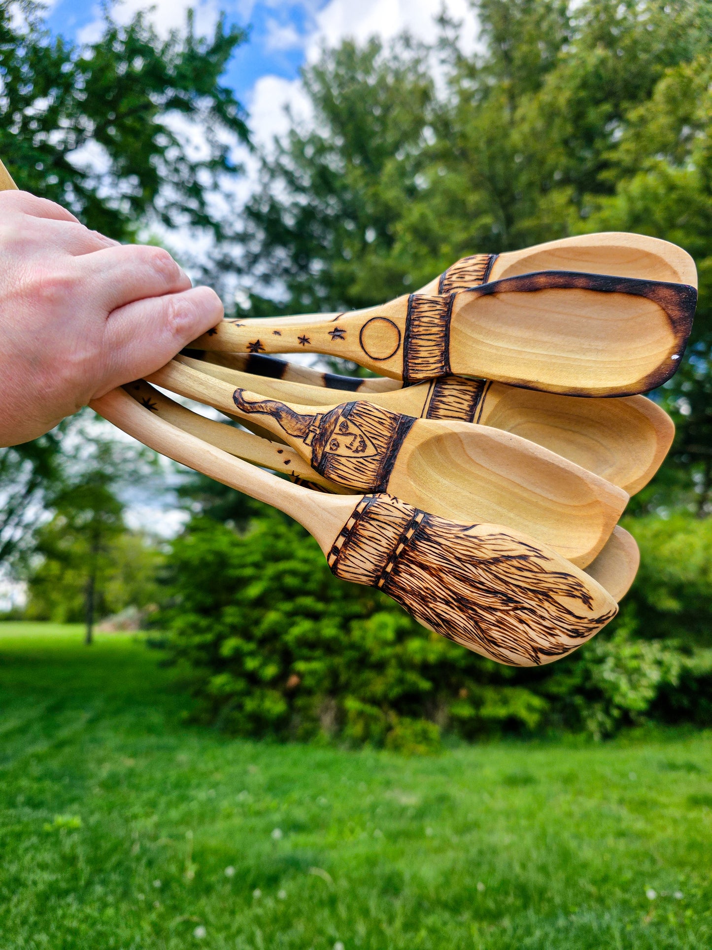 Witch Broom Spoon - Hand Carved Poplar Wood For Cooking