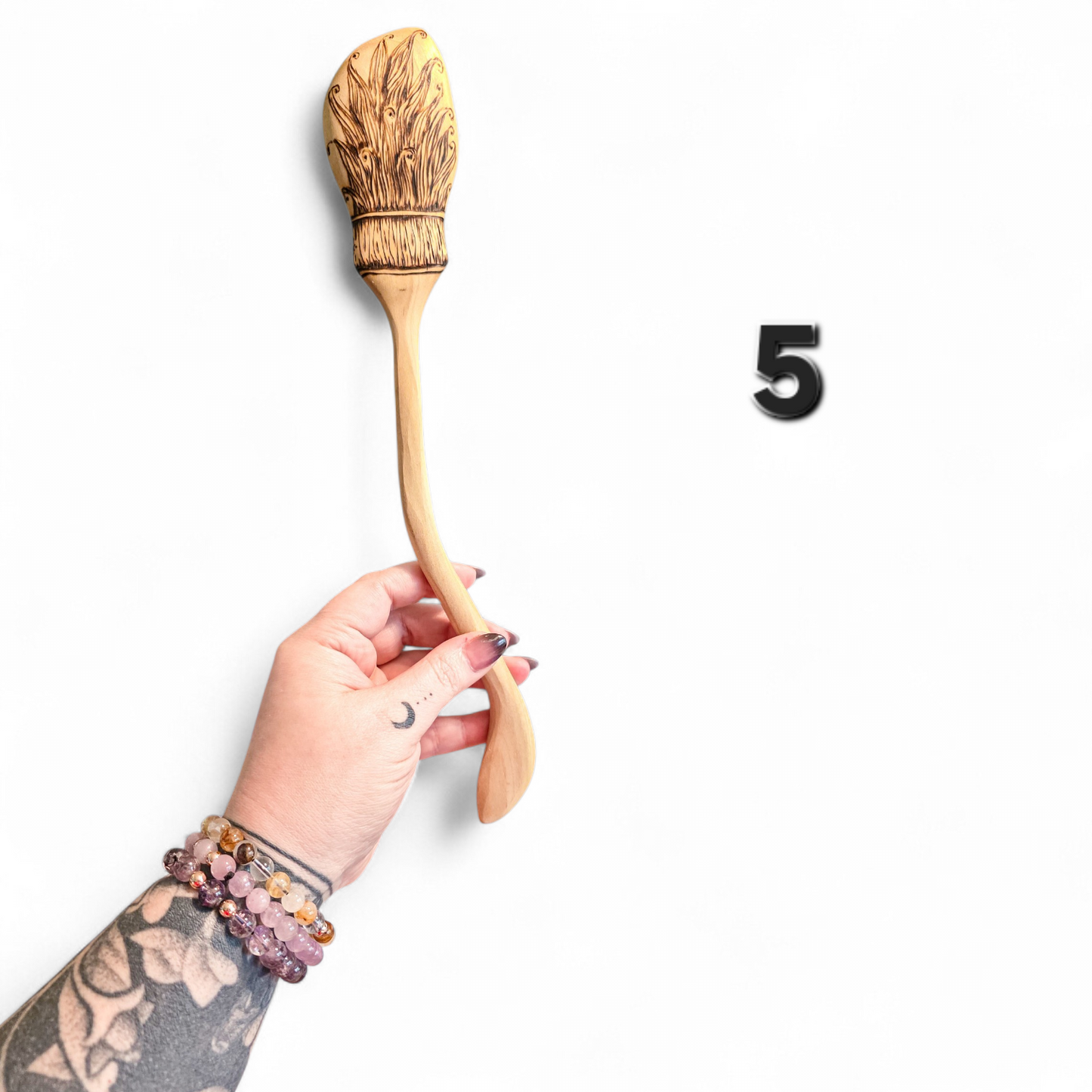 Witch Broom Spoon - Hand Carved Poplar Wood For Cooking